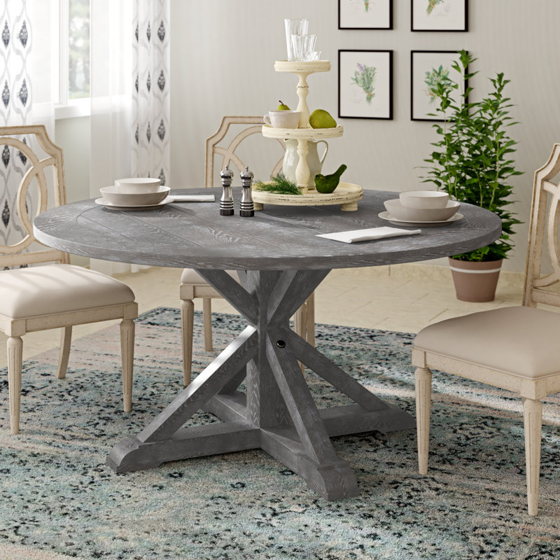 Three Posts Emerald Home Paladin Rustic Charcoal Grey 60" Round Dining